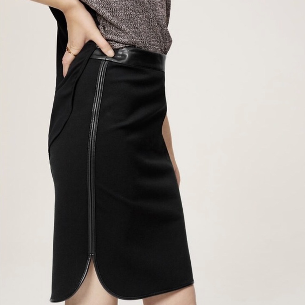 Ann Taylor LOFT | Black skirt with leather trim